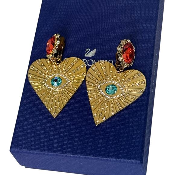 Swarovski Jewelry - Swarovski Women's Metallic Lucky Goddess Heart Clip Earrings